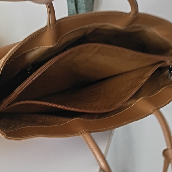 Vintage Furla Tan Leather Shoulder Bag Large Tote Purse Authentic vintage - Picture 14 of 16
